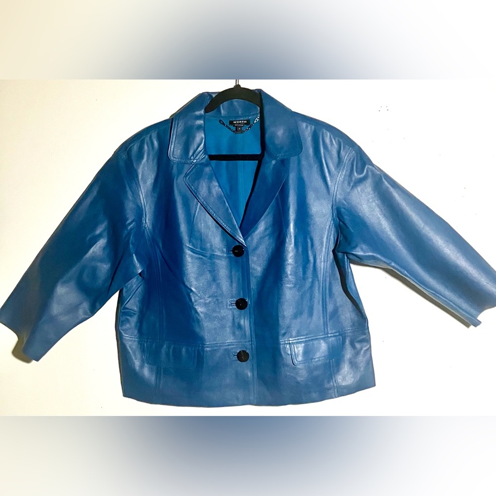 Club Monaco Genuine Suede Blue Leather Women's Jacket